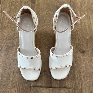Mix No. 6 White Studded Sandals with Ankle Strap